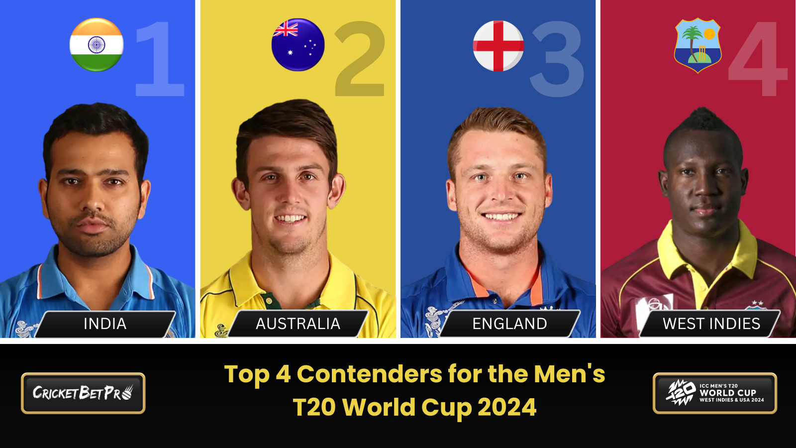 Top 4 Contenders for the Men's T20 World Cup 2024
