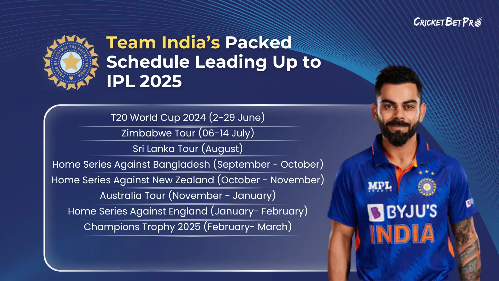 Team India’s Packed Schedule