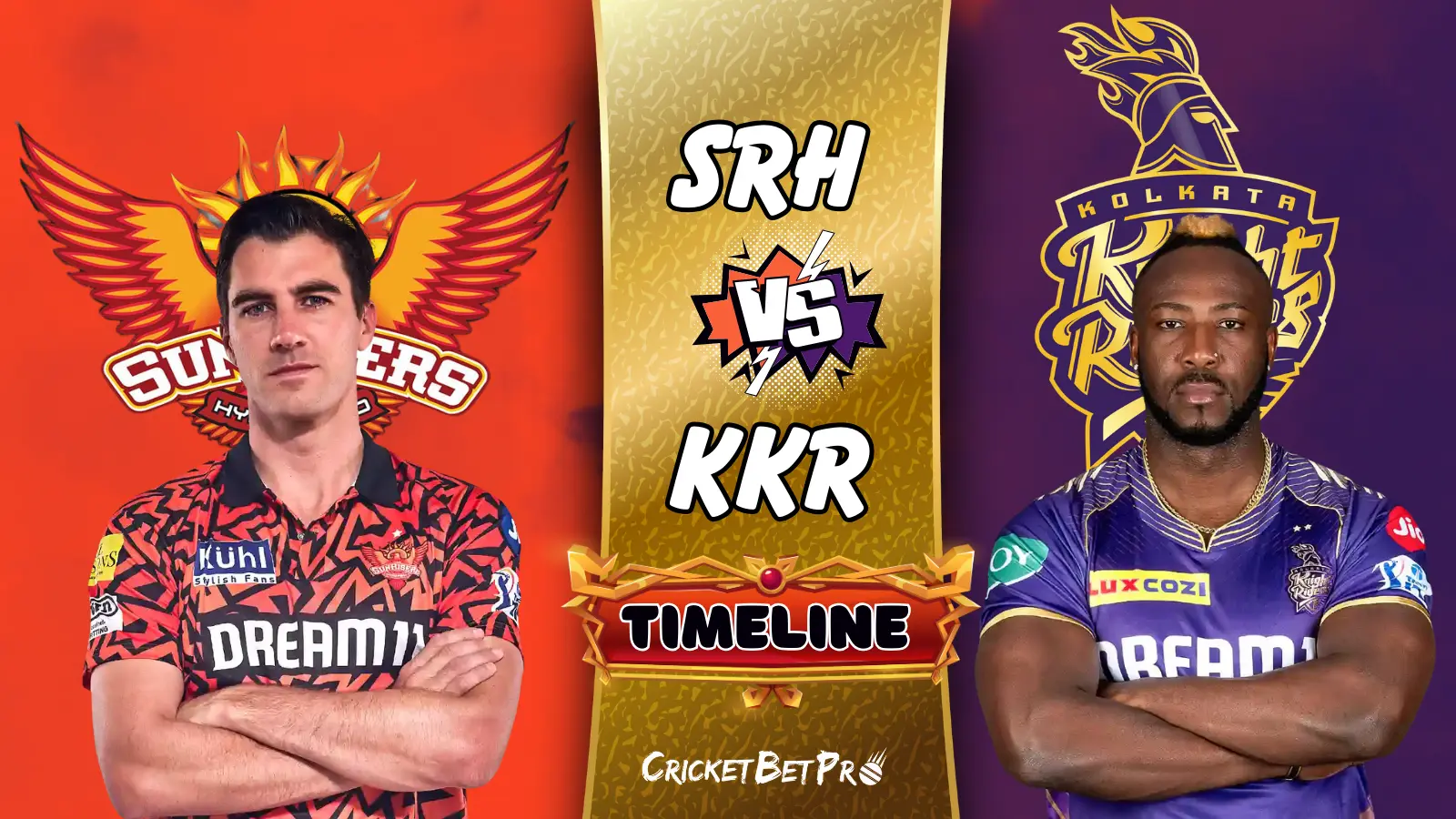 Sunrisers Hyderabad vs Kolkata Knight Riders Timeline